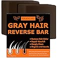 VAEYAE Natural Gray Hair Reverse Bar, Men & Women Bar Shampoo and Conditioner Cover Grey, Hair Thickening & Darkening Black Soap, for Reducing Thinning Hair Loss, Polygonum Castor Oil Bars 2 Pcs