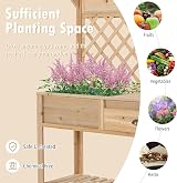 TANGZON Wooden Potting Bench Table with Trellis & Storage 120x43x150cm view 5