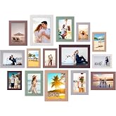 Funtopia 15 Pack Picture Frames, Gallery Wall Frame Set for Family | 8x10, 5x7, 4x6 Photo Frames Collage for Wall Hanging or Tabletop Display, 6 Colors