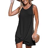 CUPSHE Women's Sleeveless Swimsuit Coverup Waffle Knit Swimwear Beach Cover Ups Twisted Mini Dress