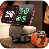 LISEN Qi2.2 25W 3 in 1 Charging Station Apple for iPhone 17/18 Duo, Pro/Max | Qi2 25W Apple Charging Station for iphone 17/18/16 Series/18 Duo, iphone charging station, Travel Portable with 45W Adapter