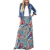 Yinggeli Women's Bohemian Print Long Maxi Skirt