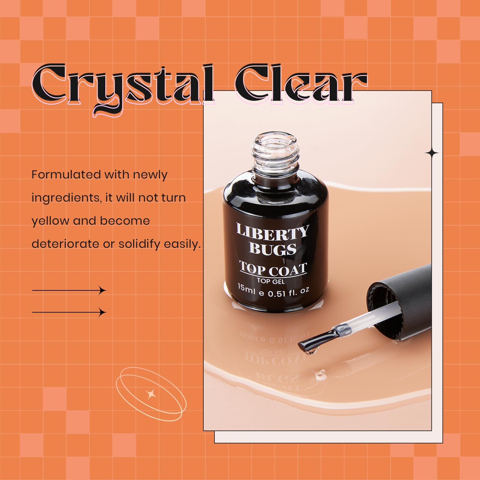 LIBERTY BUGS Gel Base and Top Coat Set 30ml,No Wipe