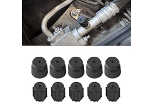 Ferianl 10PCS Air Conditioning Service AC System Charging Port Covers, 0.51"/13mm Low Pressure Cap 0.62"/16mm High Pressure Cap, A/C System Port Sealing Kit, Universal for Most Cars (Black)