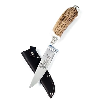 Almbock Trachtenmesser und Hirschhorn-Flaschenöffner - Jagdmesser mit Gamskrucke, REH-Krone oder Hirschhorn-Griff mit Bayernw