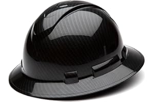 Pyramex Ridgeline Full Brim Hard Hat 4 Point Ratchet Shiny Black Graphite Pattern