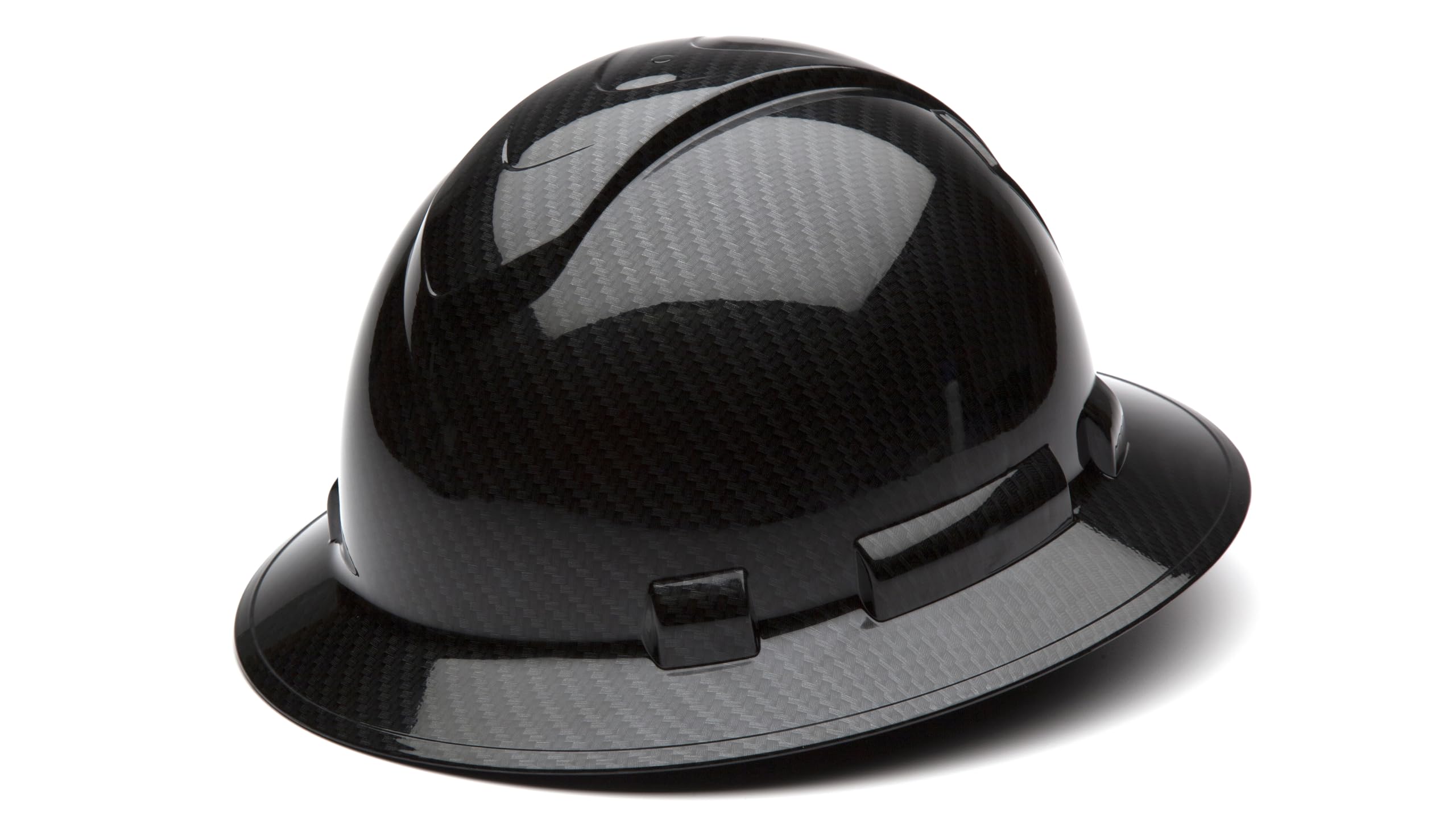 Pyramex Ridgeline Full Brim Hard Hat 4 Point Ratchet Shiny Black Graphite Pattern Image
