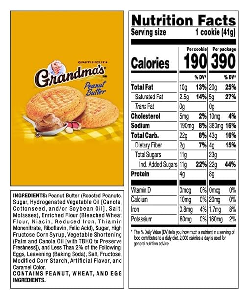 GRANDMA’S PEANUT BUTTER COOKIES, 2.5 OUNCE (PACK OF 60)