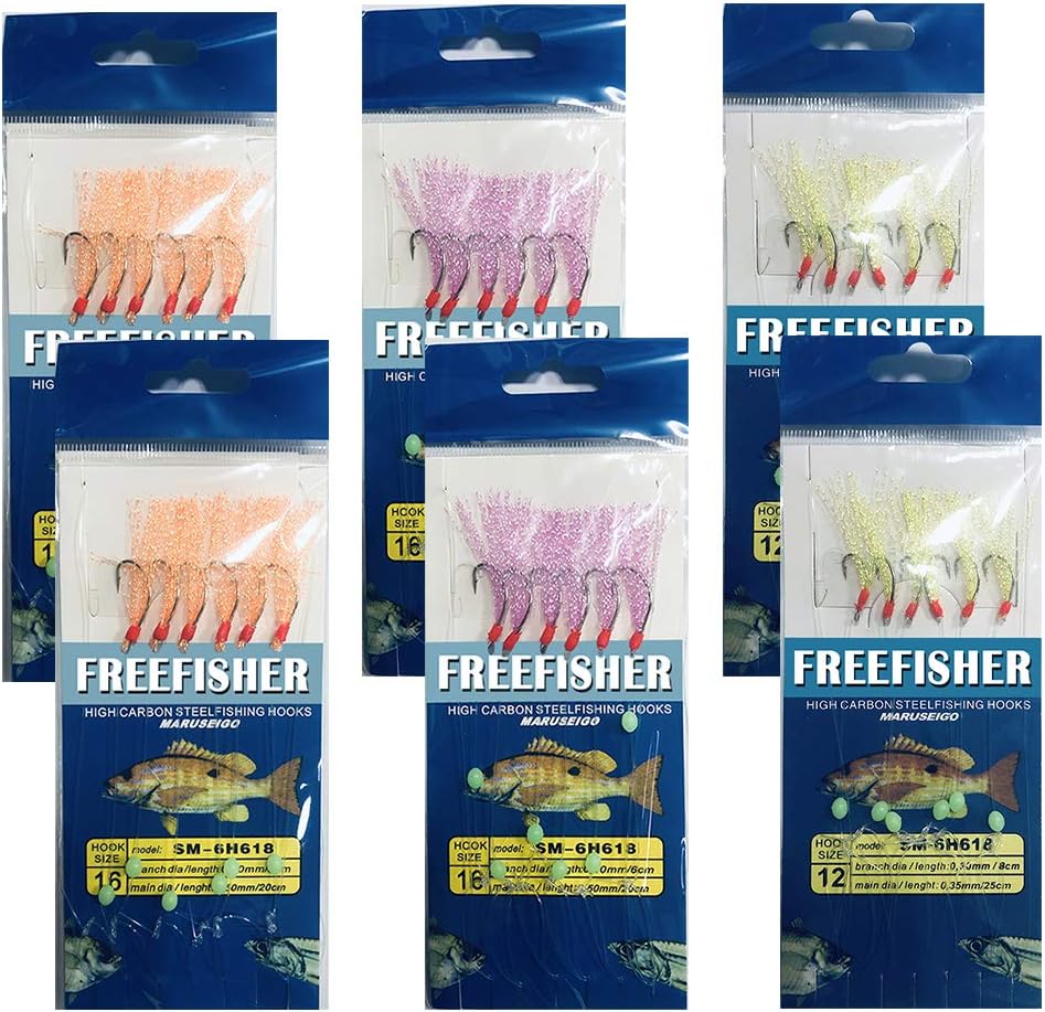 22 Packs Bait Rigs Saltwater, Saltwater Fishing Bait Rigs, Bait Rigs Fish Skin Feather Hooks for Freshwater, Glow Fishing Beads High Carbon Hooks for Freshwater : Sports & Outdoors