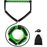 75FT No Stretch Wakeboard Rope and Handle, Floating Dyneema Wakeboard Tow Rope, 4 Sections Adjustable Water Ski Ropes for Wakeboarding, Waterskiing, Kneeboarding and Wakesurfing
