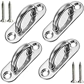 Hulless 4 Pcs 3.1 Inch 304 Stainless Steel Ceiling Hooks Pad Eyes Plate Marine Hardware Hooks with Screws