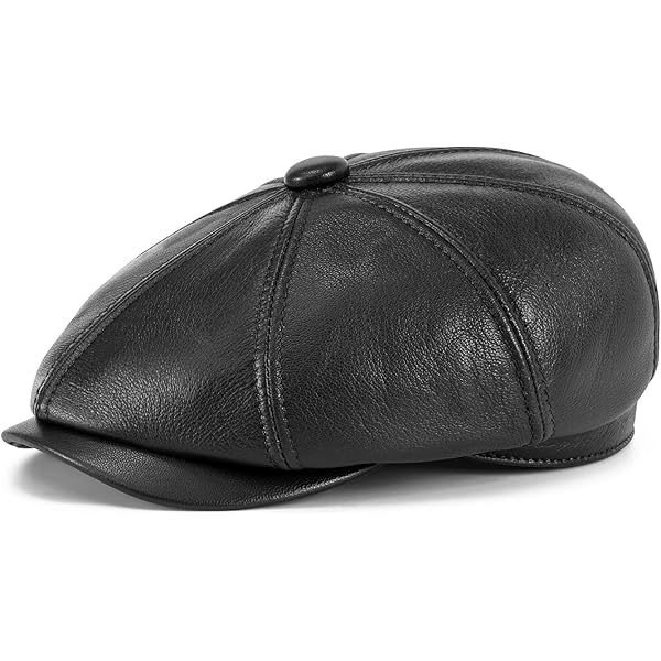 SDdPulse Genuine Sheepskin Leather Rider Style Newsboy Real