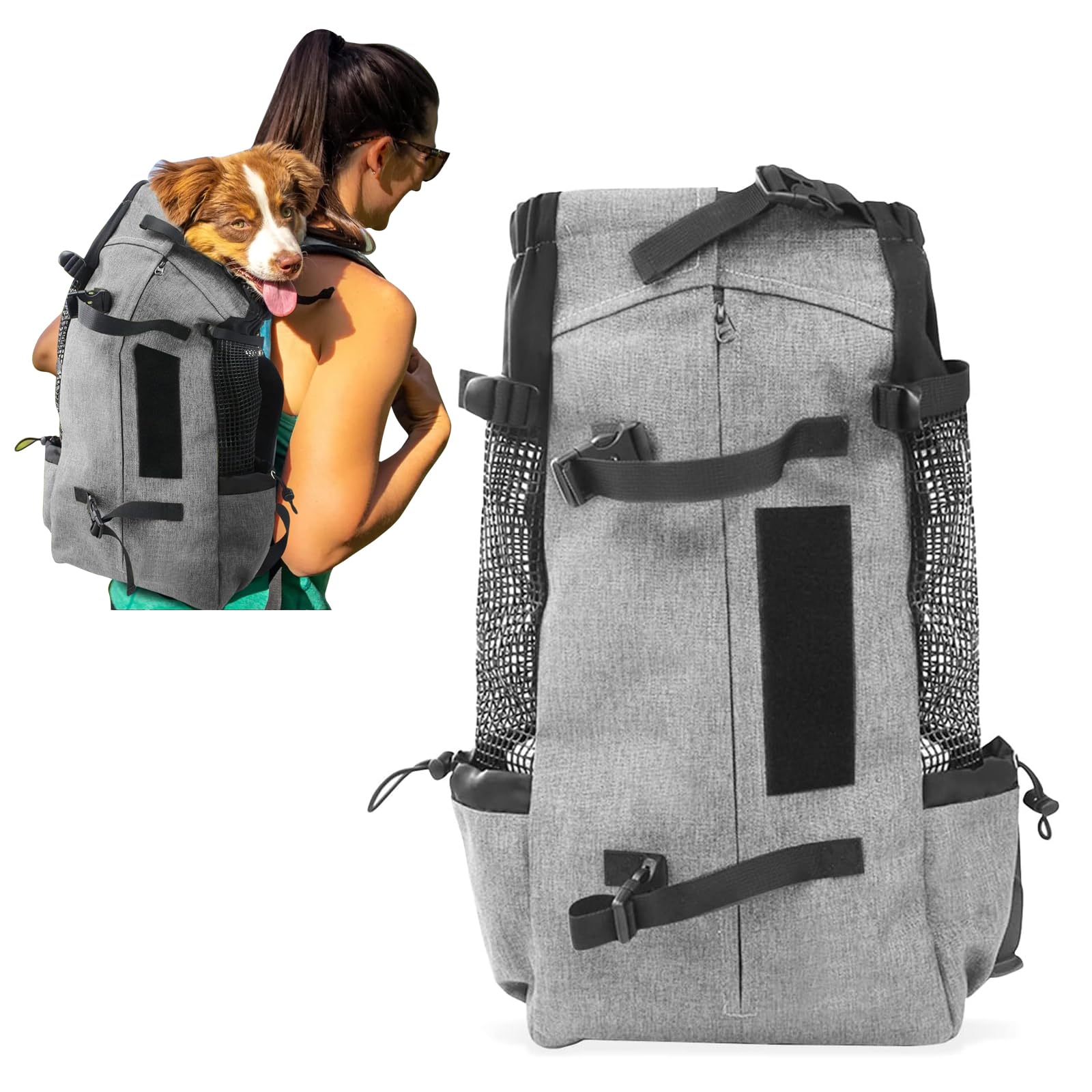 PETCUTE Dog Carrier Backpack Travel Bag Backpack for Dog Cat Breathable Pet Carrier Backpack with Comfortable Thick Shoulder Strap for Pet up to 5KG Gray