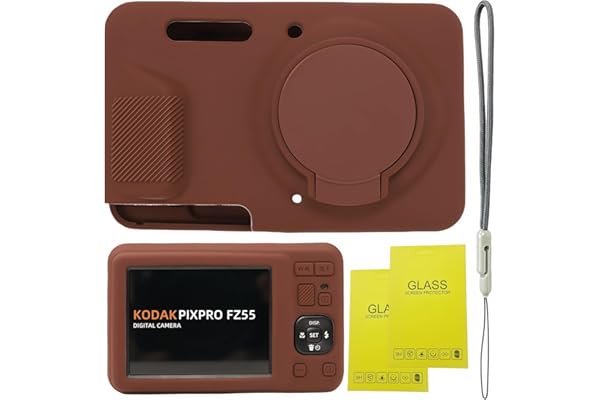 SZHSYJY Case for Kodak PIXPRO FZ55,FZ55 accessories | Soft Silicone Protective Case Removable Lens Cover,Comes with 2 Screen Protectors and 1 Wrist Strap. (Brown)