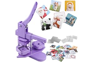 NANTFUN Square Button Maker Machine with 100 Pin Badge Making Supplies 2'' x 2'' Square Button Press Kit for Custom Buttons Badges – Ideal for Parties, Events, Business, School