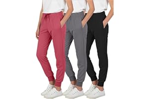Real Essentials 3 Pack: Girls' Lounge Joggers Soft Athletic Performance Casual Sweatpants (Ages 7-16)