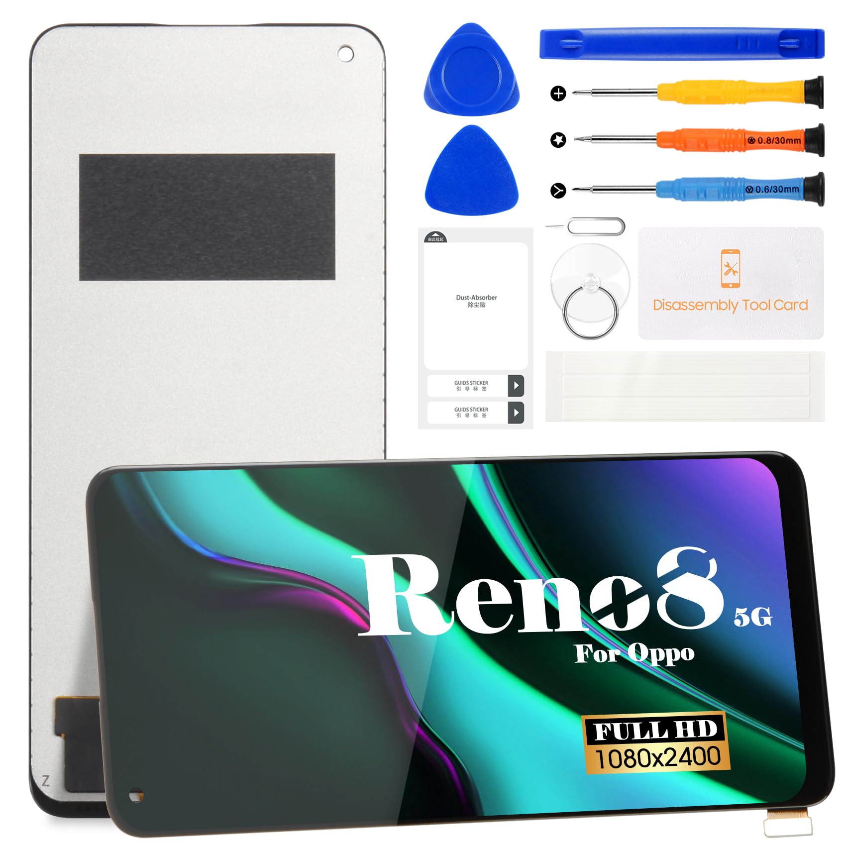 For Oppo Reno8 5G Screen Replacement For Oppo Reno 8 5G LCD Display For Reno8 5G Touch Screen Digitizer CPH2359 Repair Kits(Black?No Fingerprint Recognition)