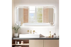 VEIOBFSA 24" x 48" LED Bathroom Mirror with Lights, Anti-Fog, Dimmable, Backlit + Front Lit, Lighted Bathroom Vanity Mirror f