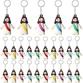 Voopurbic 25 Pack Mini Jesus Figurines Keychains, Christian Little Jesus Toys Keychains Jesus Religious Keychain Bulk For Church Events Giveaways, Sunday School Religious Party Favors