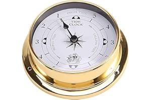 Valuegist Brass Nautical 4.5in Tide Clock, Wall Hanging Boat Using High Tide Low Tide, Nautical Wall Clock for Weather Station, Wall Decor, Boat Accessories