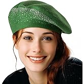Winter Warm Rhinestone Beret Hats for Women 2 Layers Wool French Knit Cap Lady