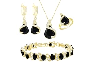 GZWHD Jewelry Set for Women Water Drop Cubic Zirconia Artificial Crystal Earrings Pendant Necklace Open Ring Tennis Bracelet Wedding Anniversary Birthday Engagement Gift for Bridesmaid Wife Girlfriend Friend