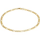 Barzel 18K Gold Plated Figaro Anklet For Women 4.5MM, 10 Inches - Made In Brazil