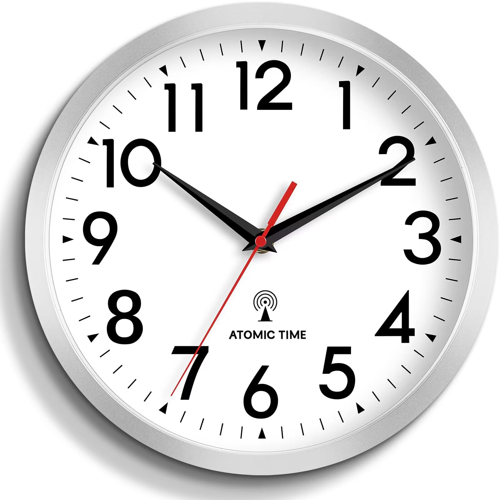 Photo 1 of DAXSMY Atomic Wall Clock Analog 14 Inch Battery Operated Modern Decorative for Living Room Kitchen Office Bedroom Bathroom(Silver)