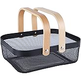 AJIODA Metal Mesh Steel Basket, Storage Organizer Basket Garden Harvest Basket Multi-functional Kitchen Fruit Baskets Bin wit