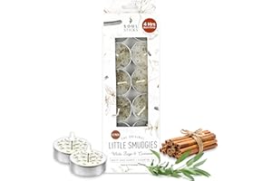 SOUL STICKS 12 Pack Little Smudgies Tealight Candles Smudge Candle for Cleansing House, Meditation, Chakra Healing | Made with Crystals and Herbs (White Sage & Cinnamon)