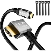 Adoreen 4K@60Hz 2K USB C to Left 90 Degree Angled HDMI Cable 3 Ft, Slim Thin HDR Type C 3.1 to HDMI 2.0 Adapter Cord Thunderbolt 3/4 for MacBook, iPhone 16/15, iPad, Galaxy, Surface,TV Monitor+Ties