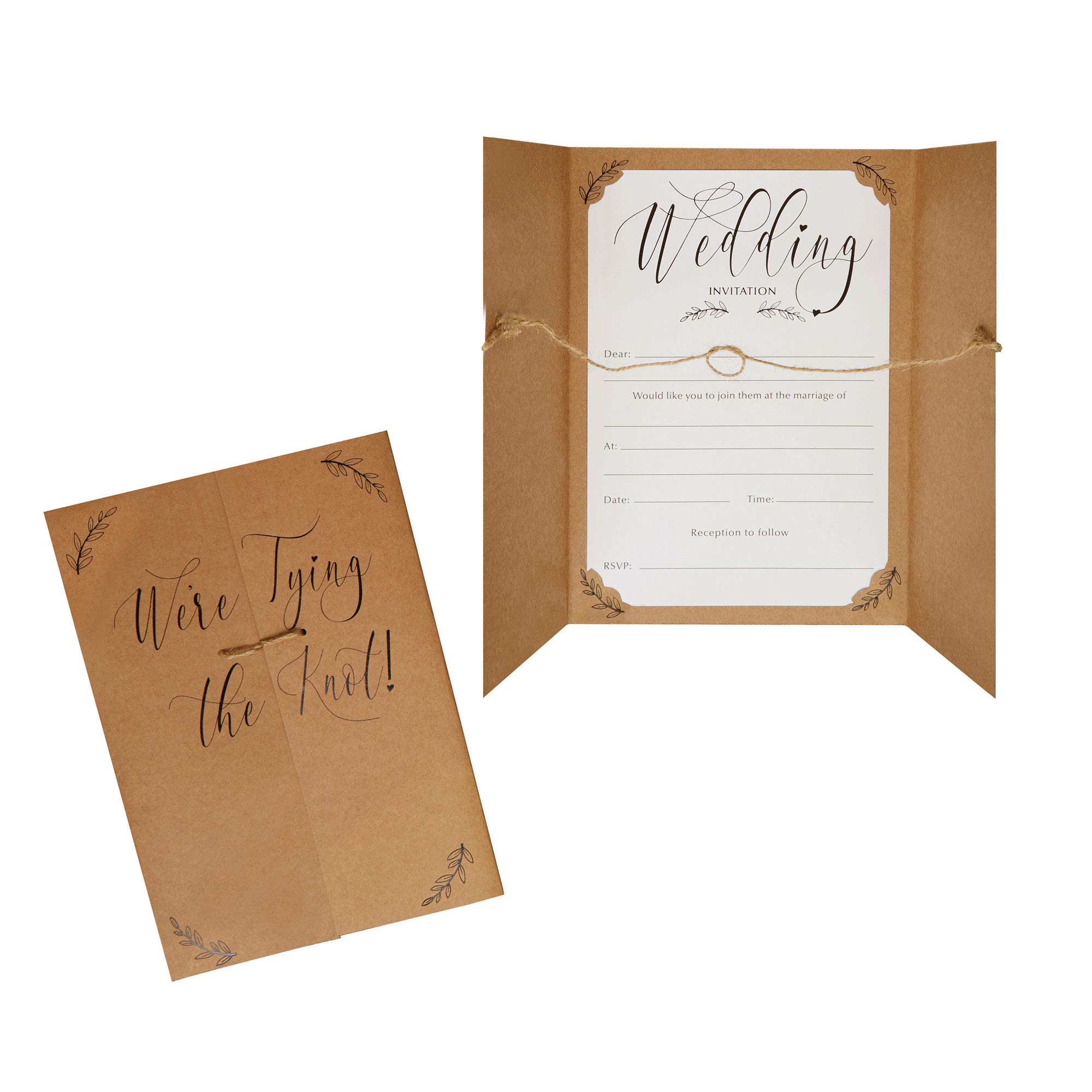 Neviti 775844 Hearts & Krafts Invitations-10 Pack Wedding Invitations, Brown Kraft, 22.5 x 16 x 0.2