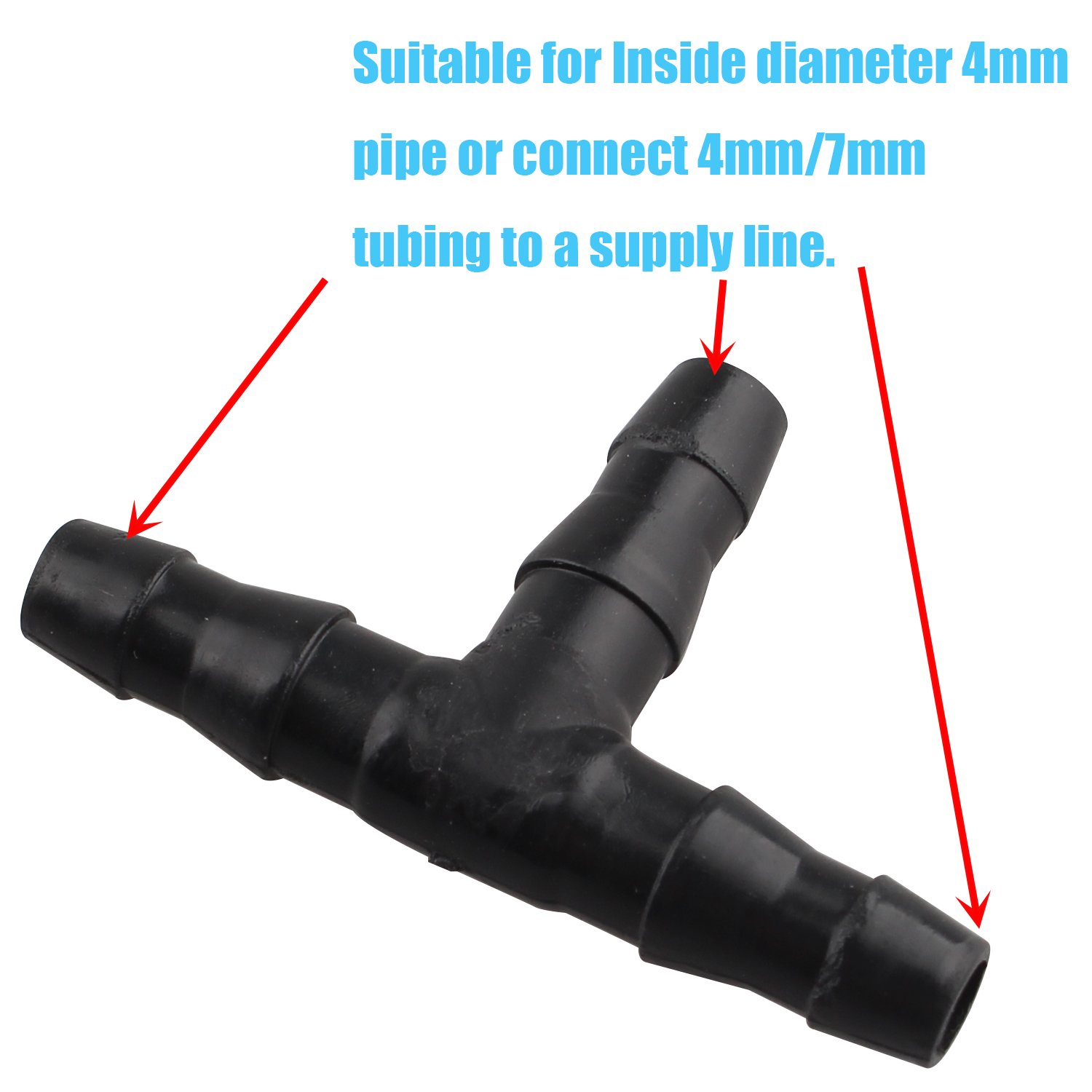 50 conectores en T de 3 vías sistema de goteo para manguera de 4/7 mm