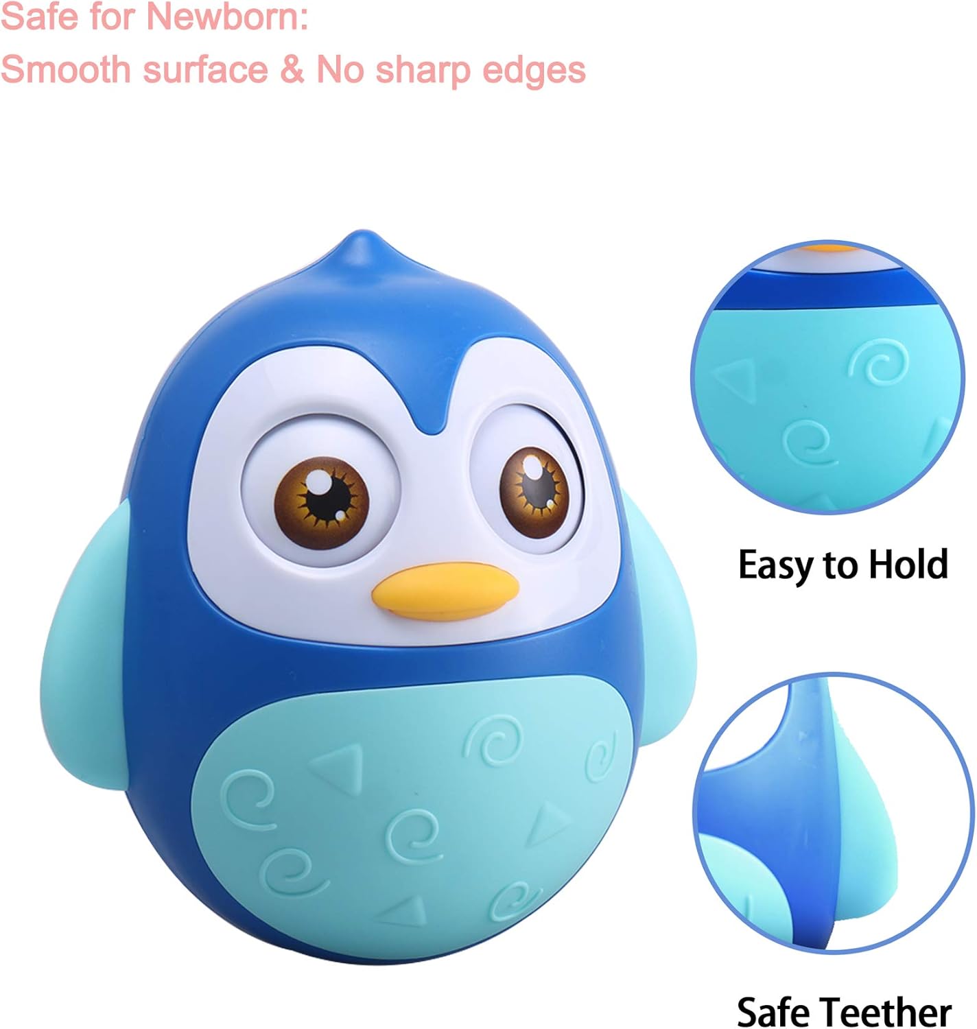 Alyoen Roly Poly Baby Toys 6 to 12 Months, Music Penguin Wobbler/Tumbler Toys for Infant Boys Girls: Toys & Games