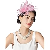 SWEETV Tulle Fascinators for Women, Tea Party Hats for Kentucky Fascinators Derby, Cocktail, Wedding, Fancy Dress Party