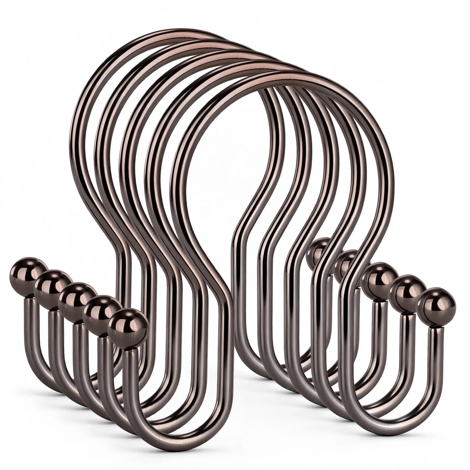 Photo 1 of Goowin Shower Curtain Hooks, 12 Pcs Shower Curtain Rings, Stainless Steel Shower Curtain Hangers, Metal Shower Curtain Hooks Rings Rust Proof, Minimalist Shower Hooks for Shower Curtain, Bronze