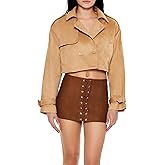 Forever 21 womens Faux Suede Cropped Trench Coat