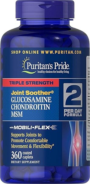PURITAN’S PRIDE GLUCOSAMINE CHONDROITIN MSM, DIETARY SUPPLEMENT FOR JOINT HEALTH , 6 MONTH SUPPLY, 360 COATED TABLETS