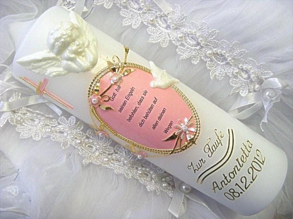 Christening Candle Communion Candle Boy Girl 250/70 mm with Beautiful Saying VT-23 Including Accessories for Self-Labelling