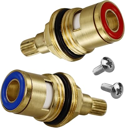 SZCXDKJ 2 Sets 1/2 Turn Ceramic Tap Cartridge 20 Spline Brass Valve Kit