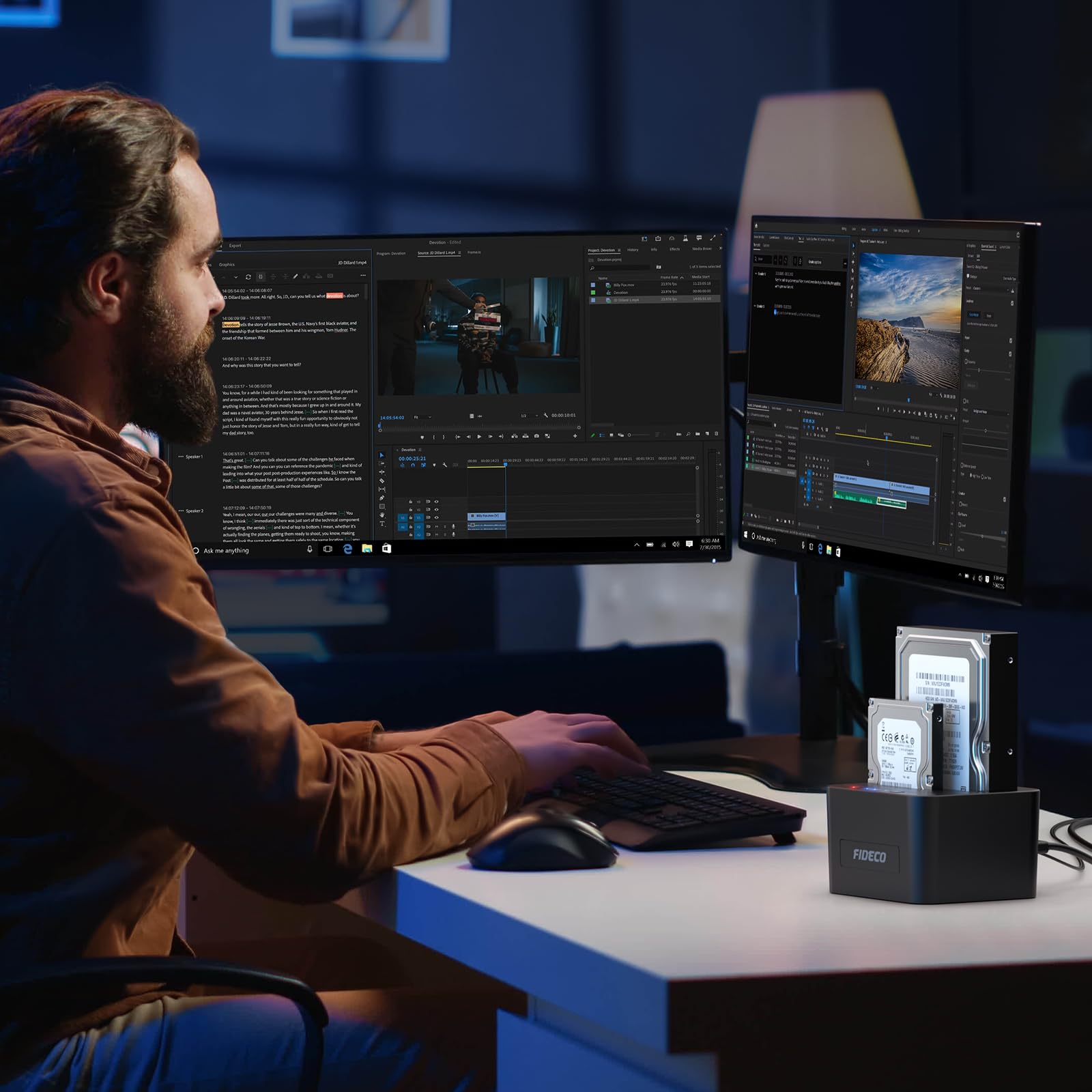 Fideco Hard Drive Docking Station, Usb 3.0 Sata Hdd Docking Station For 2.5 &Amp; 3.5 Inch Sata Hdd/Ssd, Dual Bay, Support Offline Clone - View 8