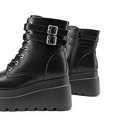 DREAM PAIRS Women Platform Combat Ankle Boots Goth