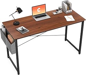 Cubiker Computer Desk 32 inch Home Office Writing Study Desk, Modern Simple Style Laptop Table with Storage Bag, Walnut