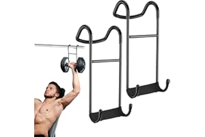 QKOQKO Dumbbell Spotter Hooks, 2-Pack Upgraded 250 lbs Heavy Duty Rack Attachments for Bench Press, Chest & Shoulder Workouts, Safety Hangers with Wrist Straps