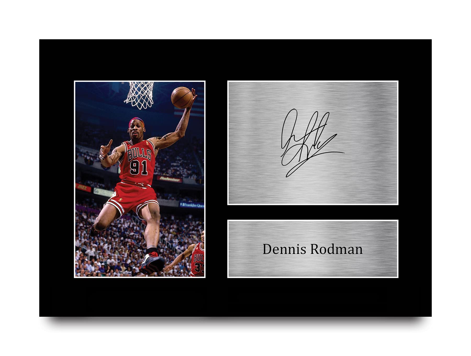 HWC Trading Dennis Rodman Chicago Bulls Gifts Printed Signed Autograph Picture for American Rules Football Memorabilia Fans - A4