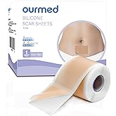 Ourmed Silicone Scar Removal Tape (1.6" x 120" Roll - 3M), Medical Grade Silicone Scar Removal Sheets, Hypoallergenic for New and Old Scars – Surgery, Burns, Acne, Keloids, Stretch Marks, C-Section