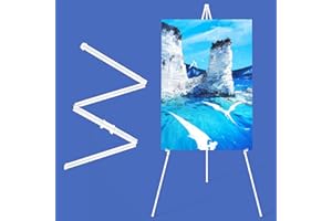 SunyesYoon Display White Easel Stand - 63" Artist Instant Tripod Collapsible Portable Floor Easel - Adjustable Art Poster Easy Folding Metal Stand for Display Show, Wedding, Painting