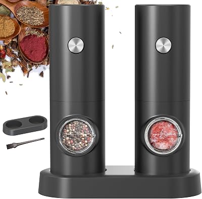 CIRCLE JOY Electric Salt and Pepper Grinder Set Black Base 70ml 2 Pack