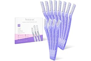 MATGICOL Women’s Dermaplane Razor for Face & Eyebrow - Anti-Cutting Japanese Blades for Eyebrow and Facial Hair Removal, Achieve Silky Skin and Perfect Brows (Purple, 12 Count)