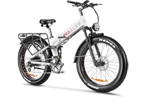 W Wallke X3 Pro Electric Bike Adults Folding 750W-Exceed 1000W Standard Max Speed 32MPH 48V 20AH 26 Inch Fat Tire eBike Mountain Electric Bicycle Full Suspension 8 Speed